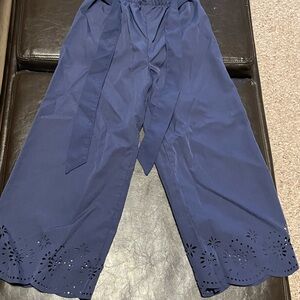 btween Navy Blue Pants with Lace Detail